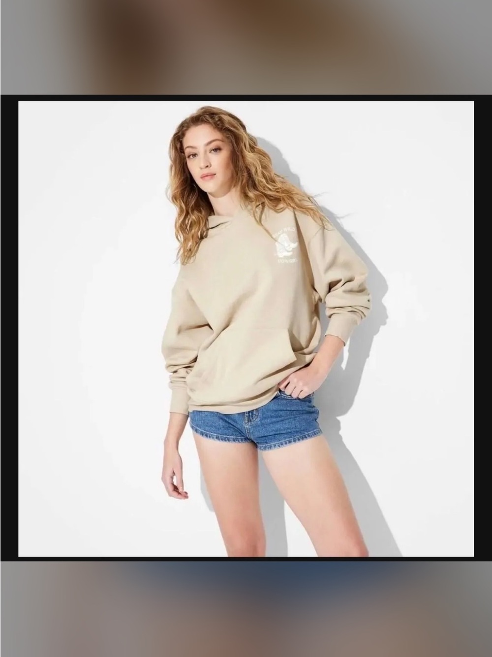 wild fable Beige Logo Hoodie Sweatshirt Cowgirl 🤠